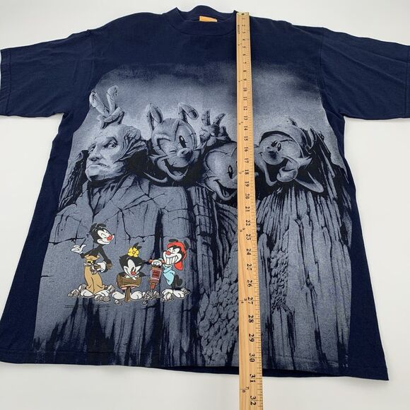 Vintage 1995 Animaniacs Mount Rushmore Short Sleeve T-Shirt Size Large Mans Blue - Picture 11 of 11